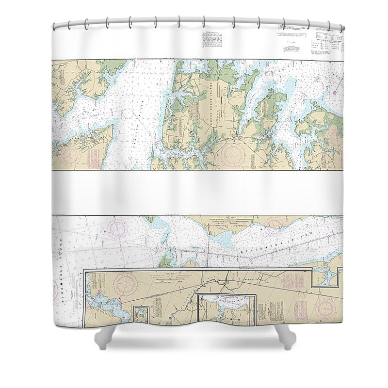 Nautical Chart-11553 Intracoastal Waterway Albermarle Sound-neuse River, Alligator River, Second Creek - Shower Curtain