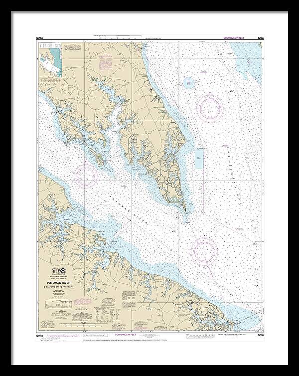 Nautical Chart-12233 Potomac River Chesapeake Bay-piney Point - Framed Print