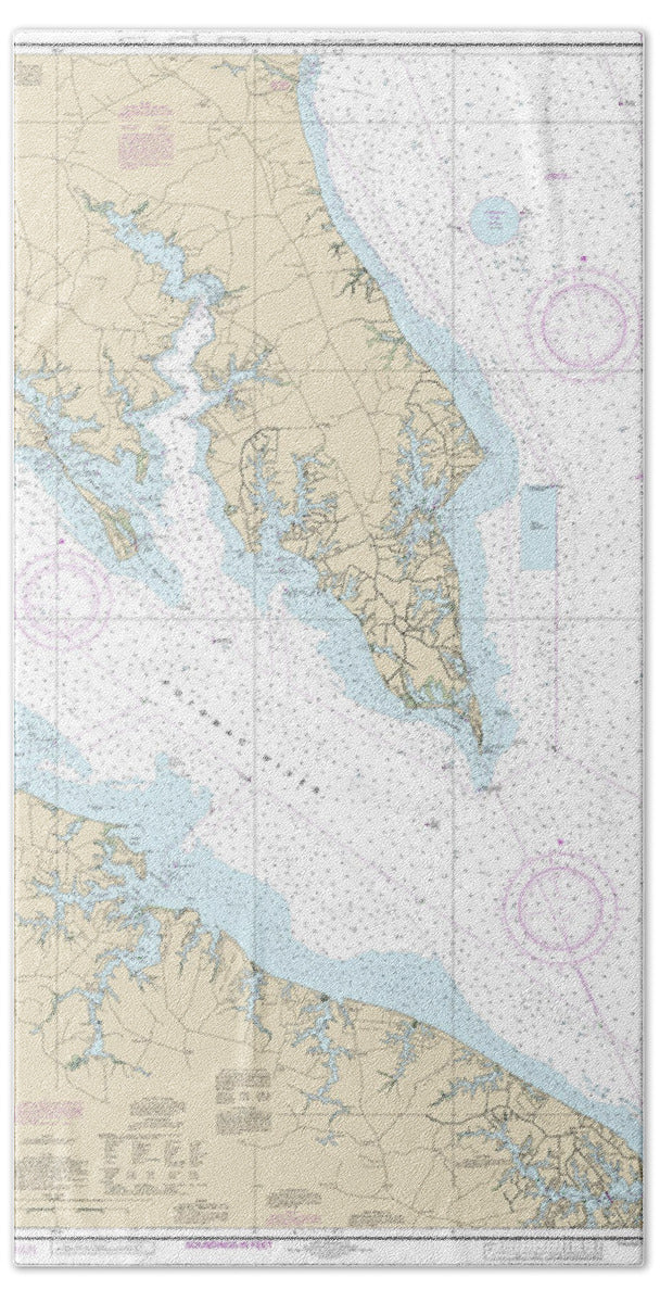 Nautical Chart-12233 Potomac River Chesapeake Bay-piney Point - Beach Towel