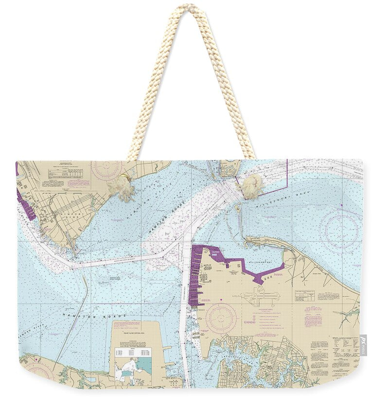 Nautical Chart-12245 Hampton Roads - Weekender Tote Bag