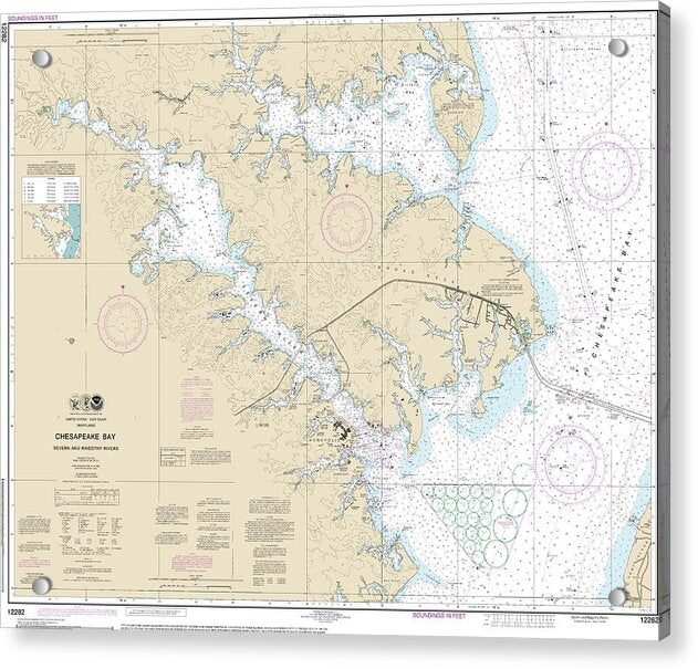 Nautical Chart-12282 Chesapeake Bay Severn-magothy Rivers - Acrylic Print
