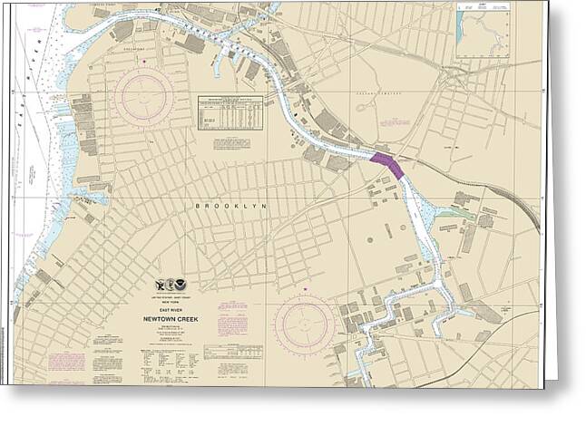 Nautical Chart-12338 East River Newtown Creek - Greeting Card