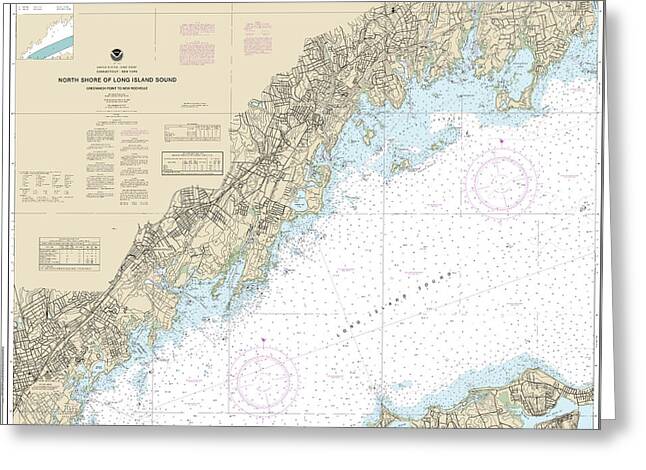 Nautical Chart-12367 North Shore-long Island Sound Greenwich Point-new Rochelle - Greeting Card