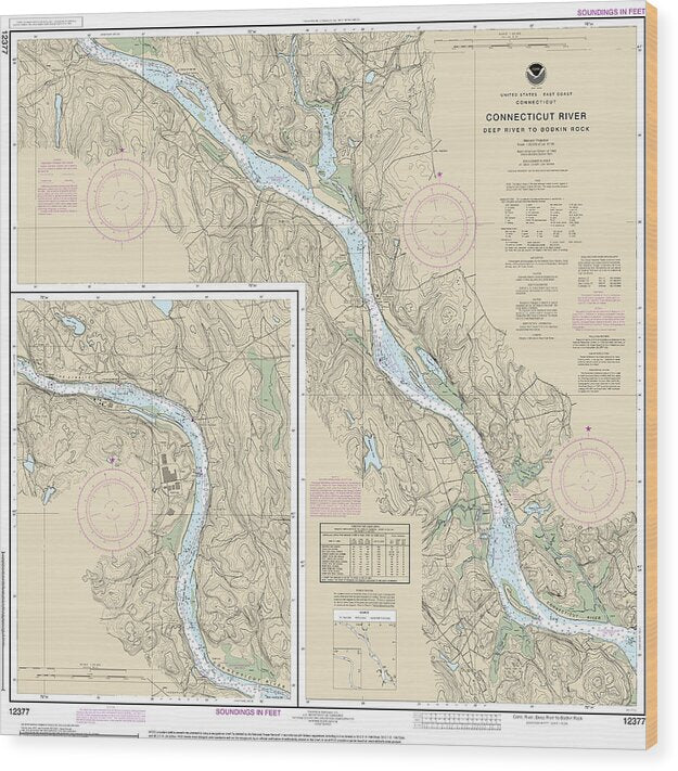 Nautical Chart-12377 Connecticut River Deep River-bodkin Rock - Wood Print