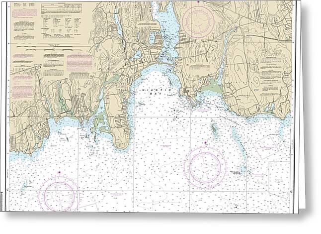 Nautical Chart-13211 North Shore-long Island Sound Niantic Bay-vicinity - Greeting Card