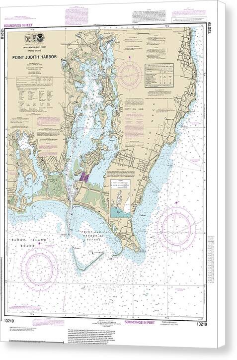 Nautical Chart-13219 Point Judith Harbor - Canvas Print