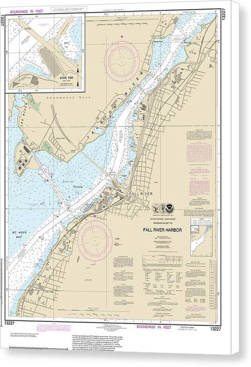 Nautical Chart-13227 Fall River Harbor, State Pier - Canvas Print