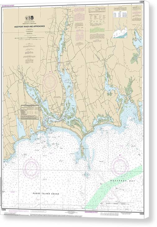 Nautical Chart-13228 Westport River-approaches - Canvas Print