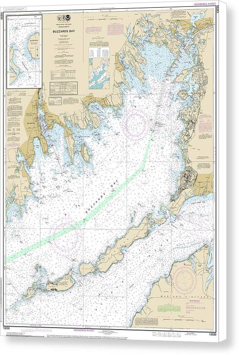 Nautical Chart-13230 Buzzards Bay, Quicks Hole - Canvas Print
