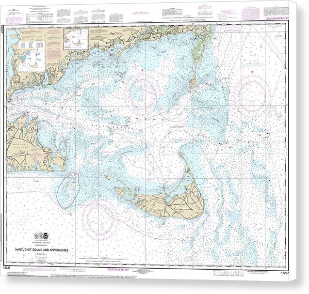 Nautical Chart-13237 Nantucket Sound-approaches - Canvas Print