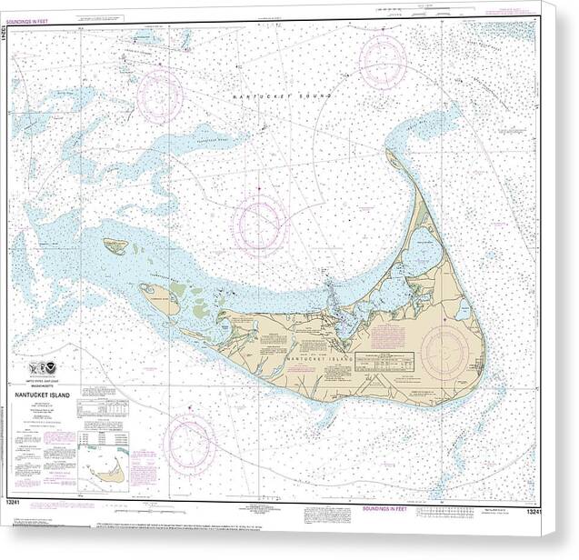 Nautical Chart-13241 Nantucket Island - Canvas Print