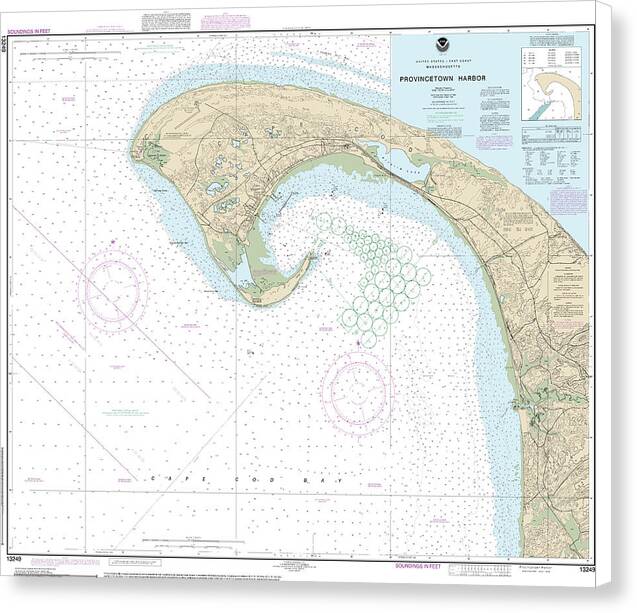 Nautical Chart-13249 Provincetown Harbor - Canvas Print