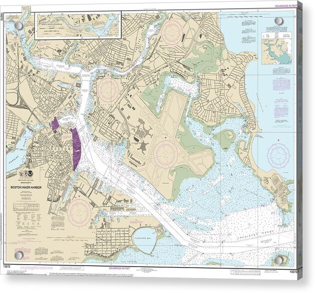 Nautical Chart-13272 Boston Inner Harbor - Acrylic Print