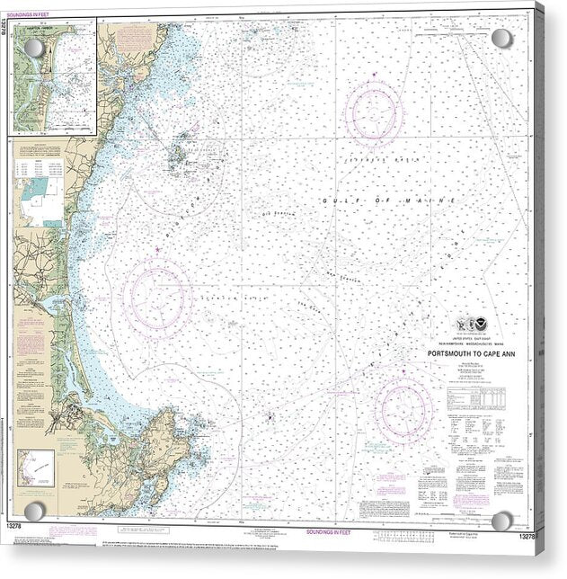 Nautical Chart-13278 Portsmouth-cape Ann, Hampton Harbor - Acrylic Print