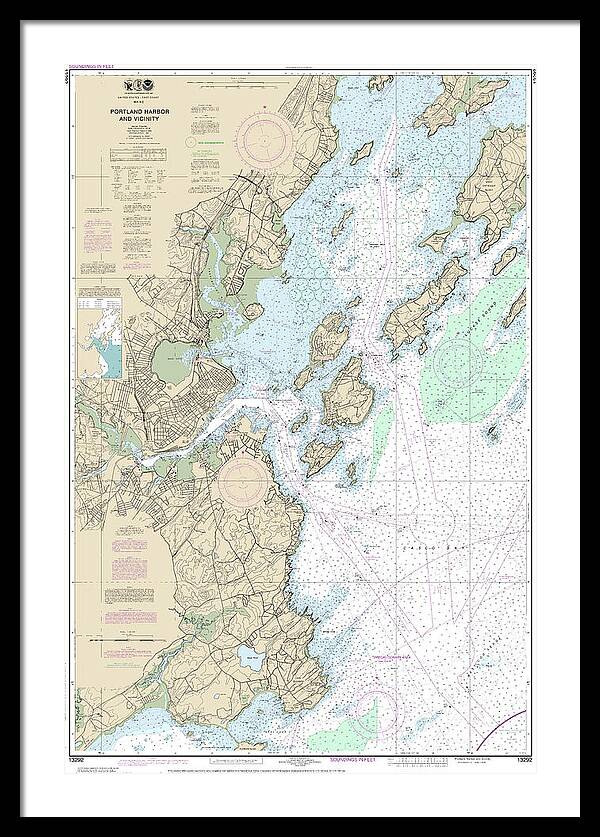 Nautical Chart-13292 Portland Harbor-vicinity - Framed Print