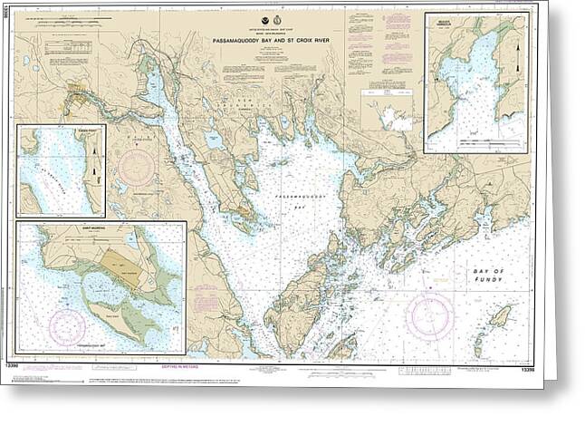Nautical Chart-13398 Passamaquoddy Bay-st Croix River, Beaver Harbor, Saint Andrews, Todds Point - Greeting Card