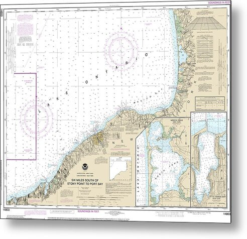 Nautical Chart-14803 Six Miles South-stony Point-port Bay, North Pond, Little Sodus Bay - Metal Print