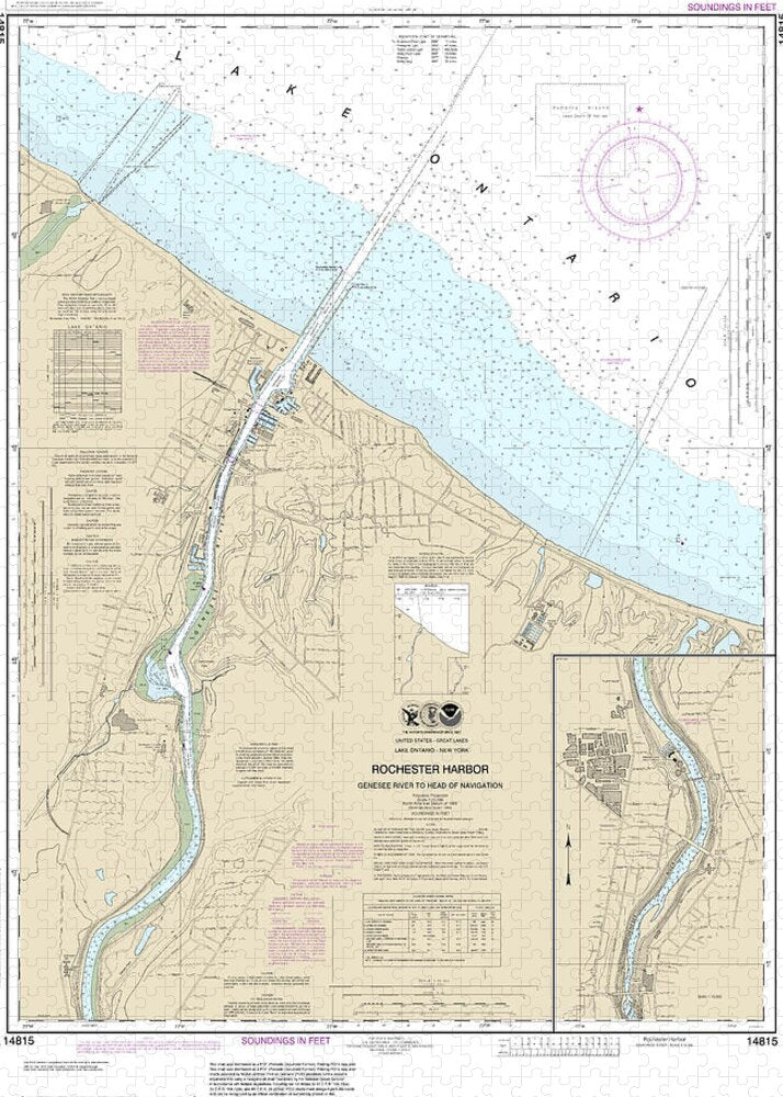 Nautical Chart-14815 Rochester Harbor, Including Genessee River-head-navigation - Puzzle