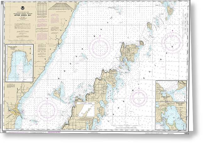 Nautical Chart-14909 Upper Green Bay - Jackson Harbor-detroit Harbor, Detroit Harbor, Jackson Harbor, Baileys Harbor - Greeting Card