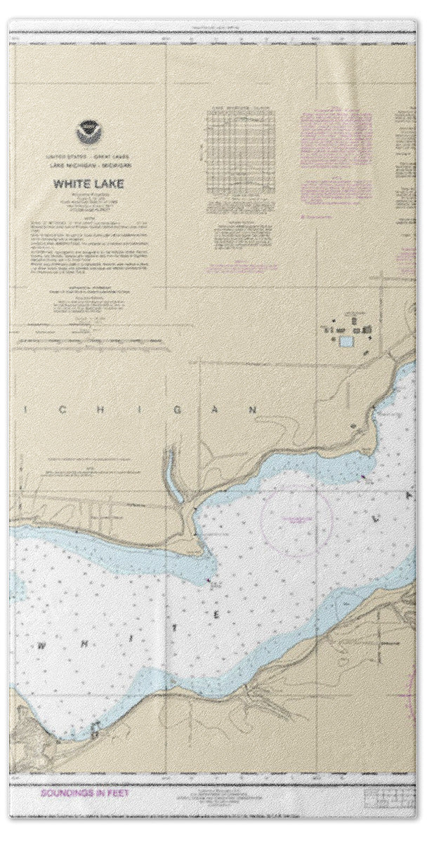 Nautical Chart-14935 White Lake - Bath Towel
