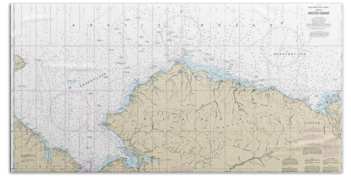 Nautical Chart-16003 Arctic Coast - Bath Towel