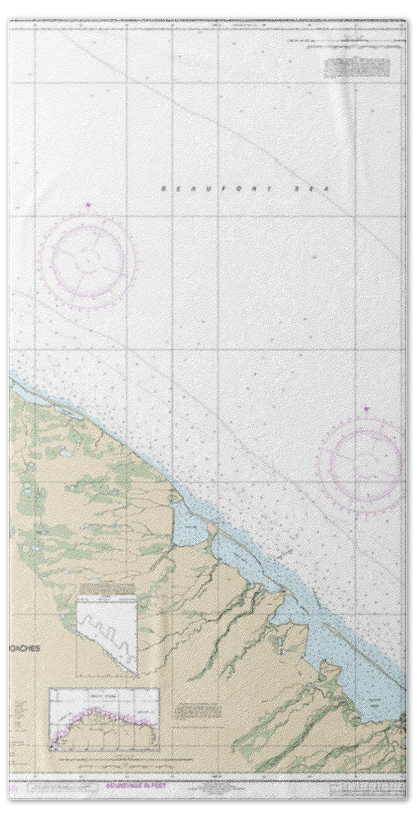 Nautical Chart-16042 Griffin Pt-approaches - Bath Towel