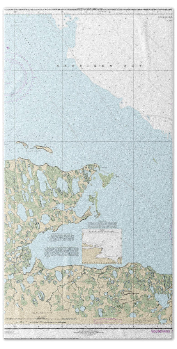 Nautical Chart-16064 Harrison Bay-western Part - Bath Towel