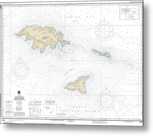 Nautical Chart-16421 Ingenstrem Rocks-attu Island - Metal Print