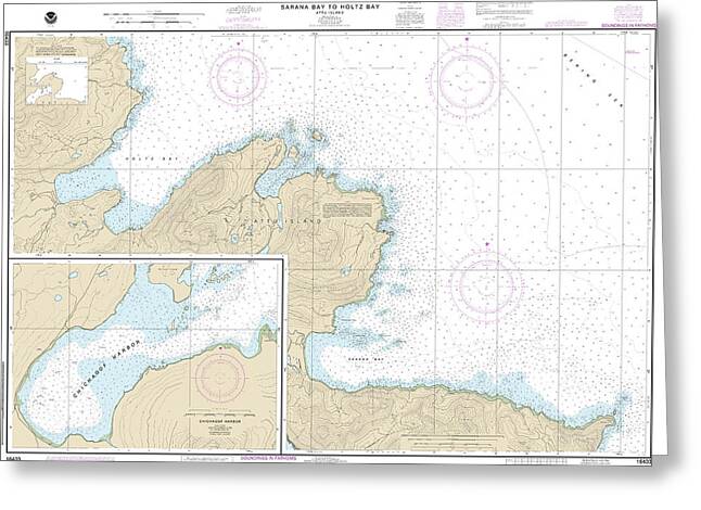 Nautical Chart-16433 Sarana Bay-holtz Bay, Chichagof Harbor - Greeting Card