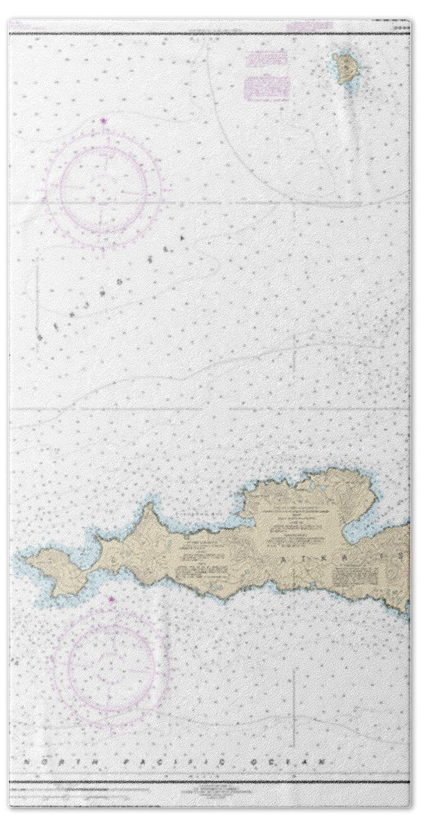 Nautical Chart-16486 Atka Island, Western Part - Beach Towel