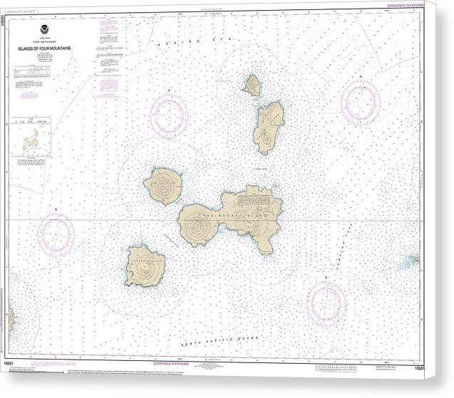 Nautical Chart-16501 Islands-four Mountains - Canvas Print