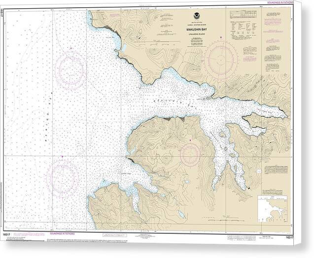 Nautical Chart-16517 Makushin Bay - Canvas Print