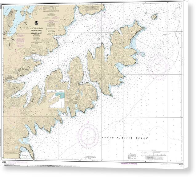 Nautical Chart-16522 Beaver Inlet - Canvas Print