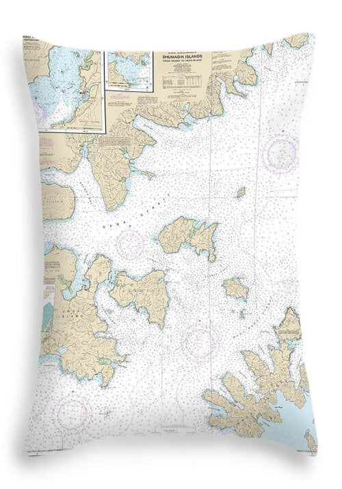 Nautical Chart-16553 Shumagin Islands-nagai I-unga I, Delarof Harbor, Popof Strait, Northern Part - Throw Pillow