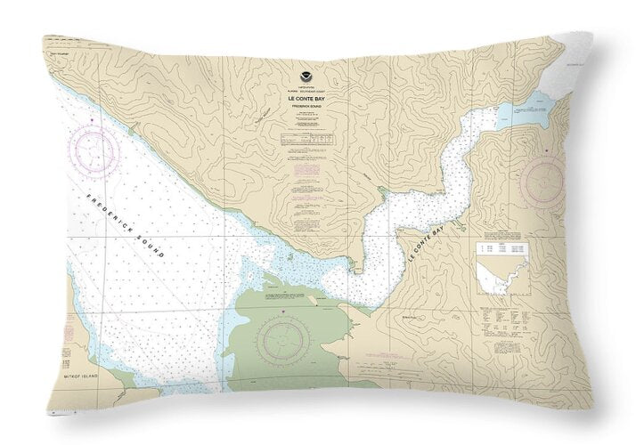 Nautical Chart-17377 Le Conte Bay - Throw Pillow