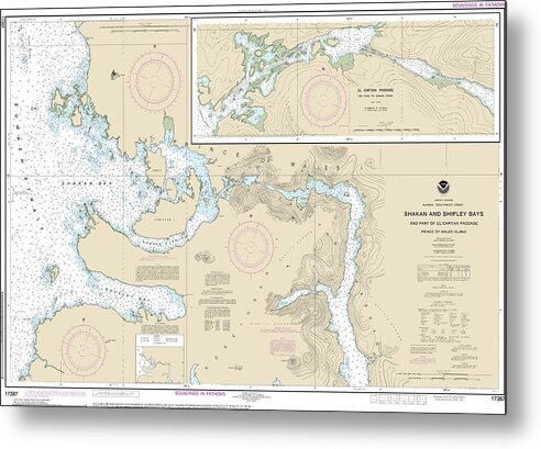 Nautical Chart-17387 Shakan-shipley Bays-part-el Capitan Passage, El Capitan Pasage, Dry Pass-shakan Strait - Metal Print
