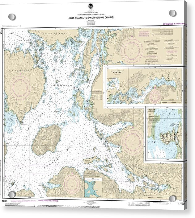 Nautical Chart-17405 Ulloa Channel-san Christoval Channel, North Entrance, Big Salt Lake, Shelter Cove, Craig - Acrylic Print