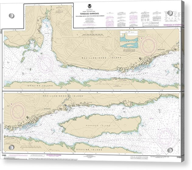 Nautical Chart-17430 Tongass Narrows - Acrylic Print
