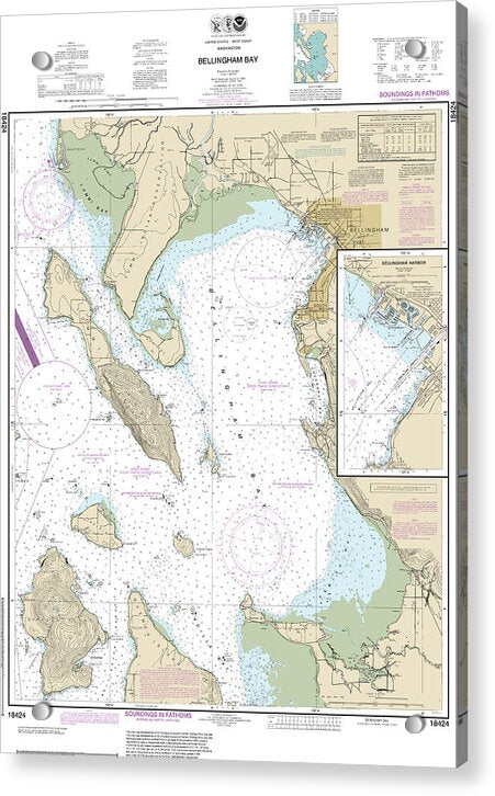 Nautical Chart-18424 Bellingham Bay, Bellingham Harbor - Acrylic Print