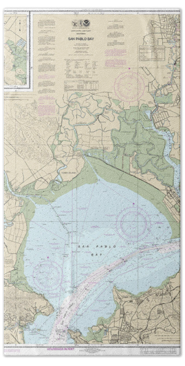 Nautical Chart-18654 San Pablo Bay - Beach Towel
