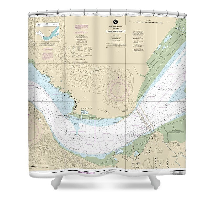 Nautical Chart-18657 Carquinez Strait - Shower Curtain