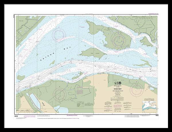 Nautical Chart-18658 Suisun Bay-roe Island-vicinity - Framed Print