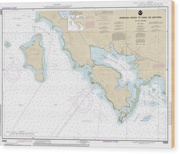 Nautical Chart-25655 Ensenada Honda-canal De Luis Pena - Wood Print