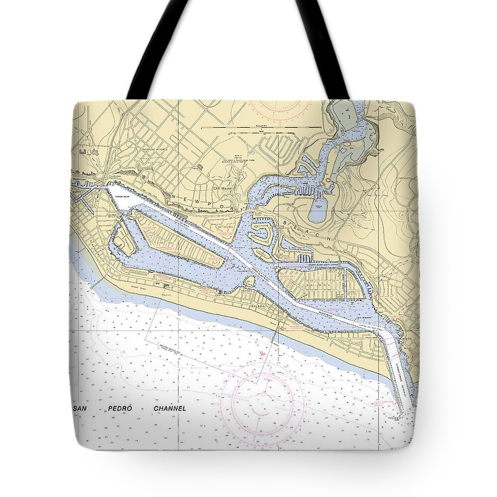 Newport Beach -california Nautical Chart _v3 - Tote Bag