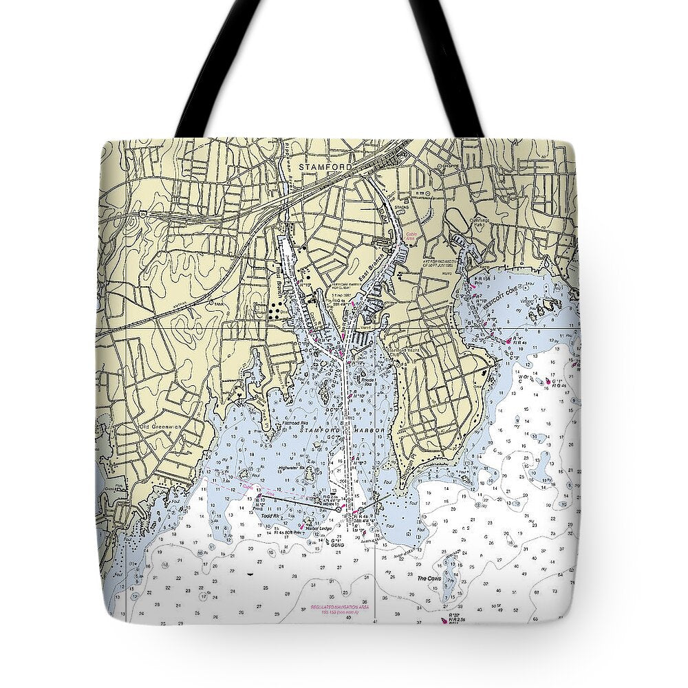 Norwalk Connecticut Nautical Chart - Tote Bag