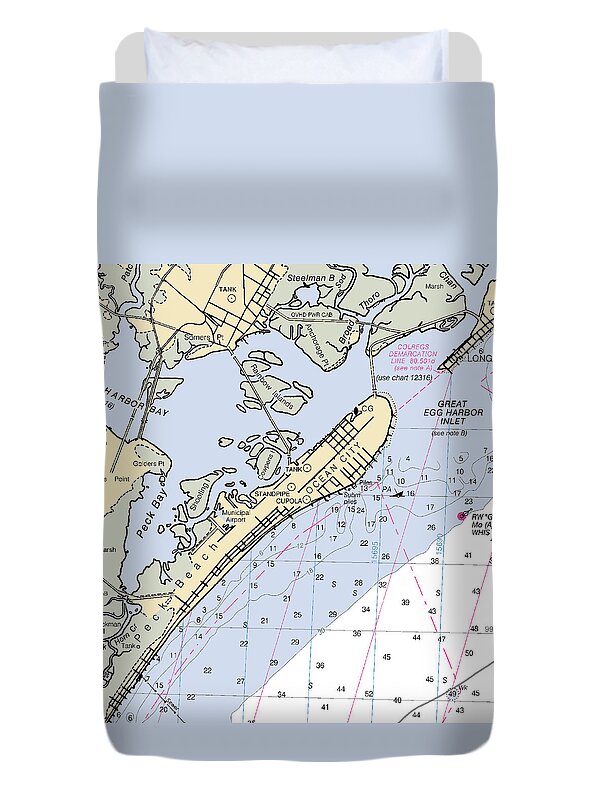 Ocean City-new Jersey Nautical Chart - Duvet Cover