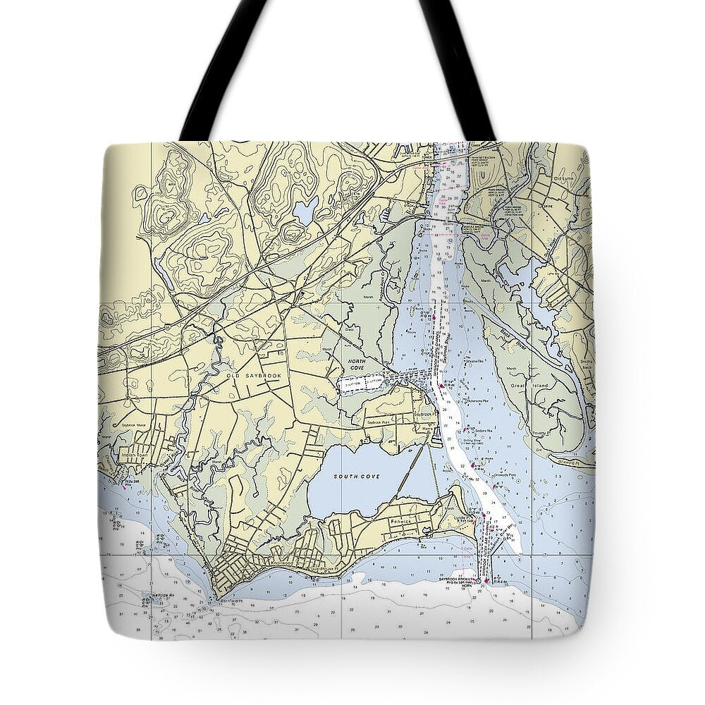 Old Saybrook Connecticut Nautical Chart - Tote Bag