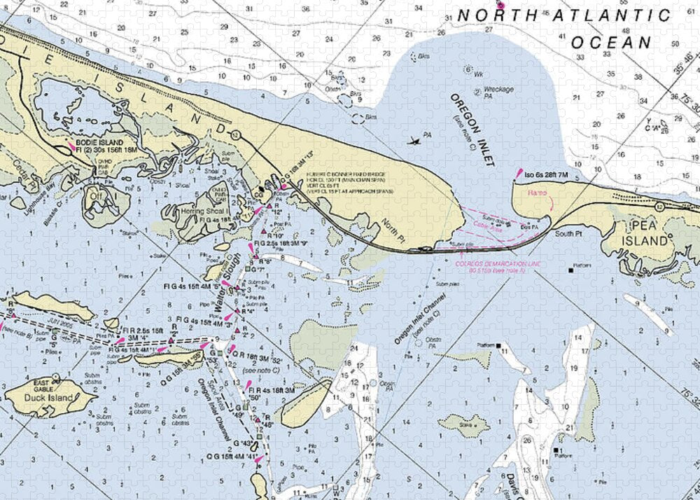Oregon Inlet North Carolina Nautical Chart - Puzzle