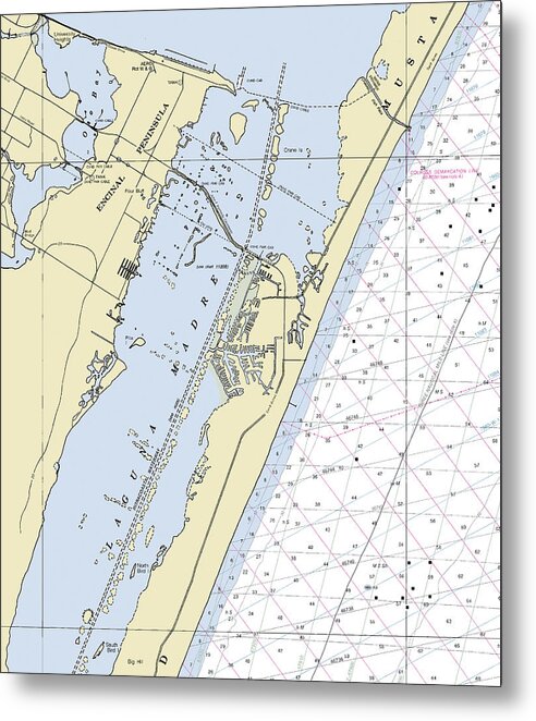 Padre Island Texas Nautical Chart - Metal Print