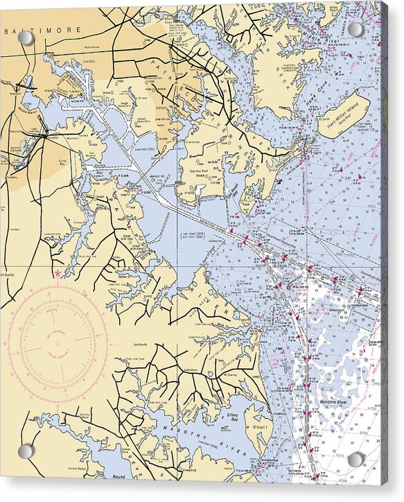 Patapsco River-maryland Nautical Chart - Acrylic Print